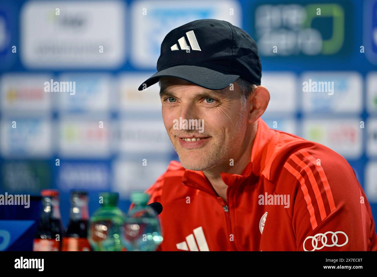 PK Press Conference Coach Thomas Tuchel FC Bayern München FCB Smiles, PreZero Arena, Sinsheim, Baden-Württemberg, Deutschland Stockfoto