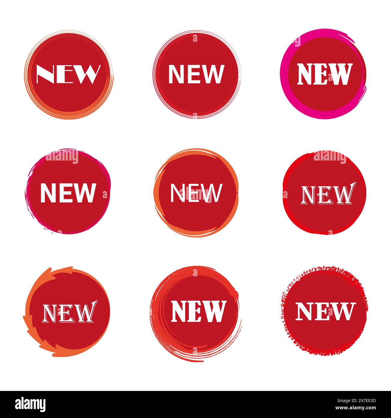 Neue Etikettenkollektion. Verschiedene rote und rosafarbene Vektor-Tags. Stock Vektor