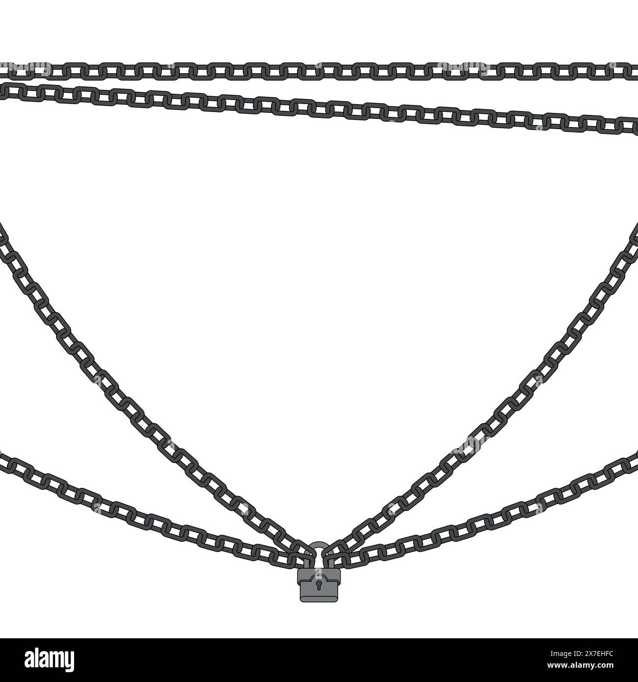 Vektordesign des Warnschilds mit Vorhängeschloss und Ketten Stock Vektor