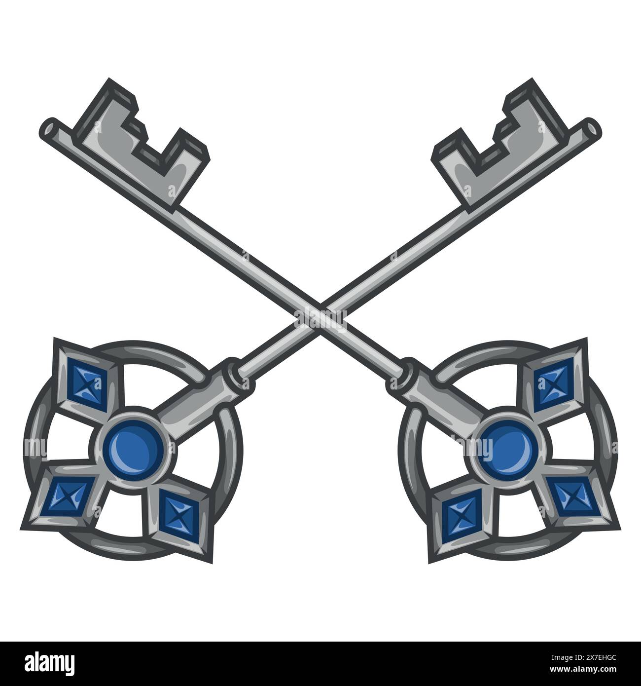 Vektordesign von Schlüsseln für alte Schlösser, Schlosserschlüssel Stock Vektor