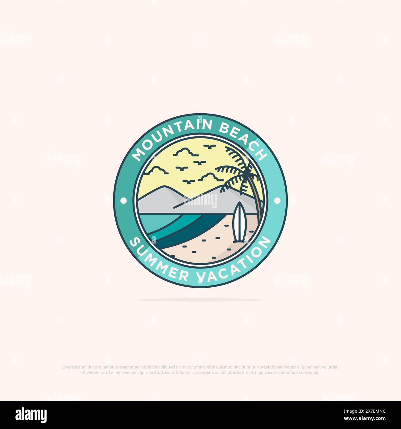 Tropischer Sommer Logo Design einfache Vektor minimalistische Illustration Vorlage, Reise Urlaub Logo Design Inspirationen Stock Vektor