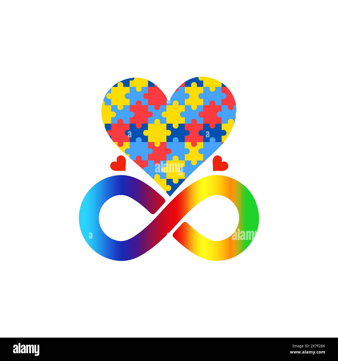 Autistic Rainbow Acht Infinity Symbol Vektor. Weltautismus-Bewusstseinstag, Verstehen des Liebeskonzepts, Weltautismus-Spektrum-Störungsbewusstsein Stock Vektor