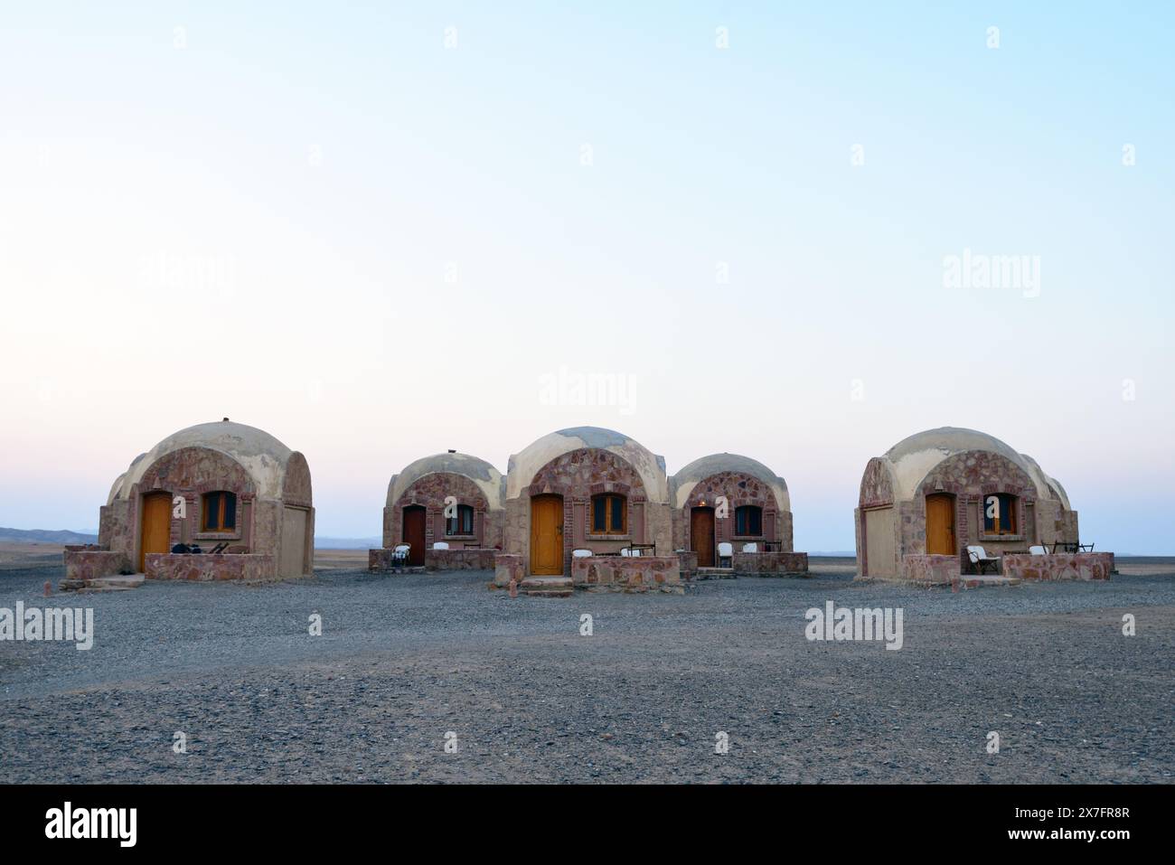 Häuser der Sahara-Wüste Stockfoto