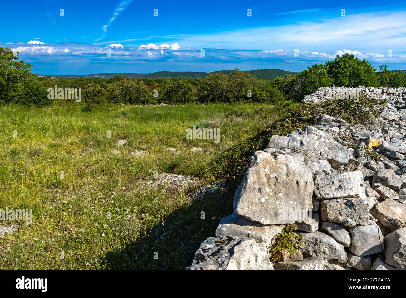 Monkodonja-Siedlung aus der Bronzezeit, archäologische Stätte von Rovinj in Kroatien Stockfoto