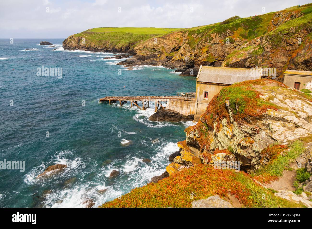 Die alte Rettungsbootstation, Lizard Point, Cornwall, West Country, England Stockfoto