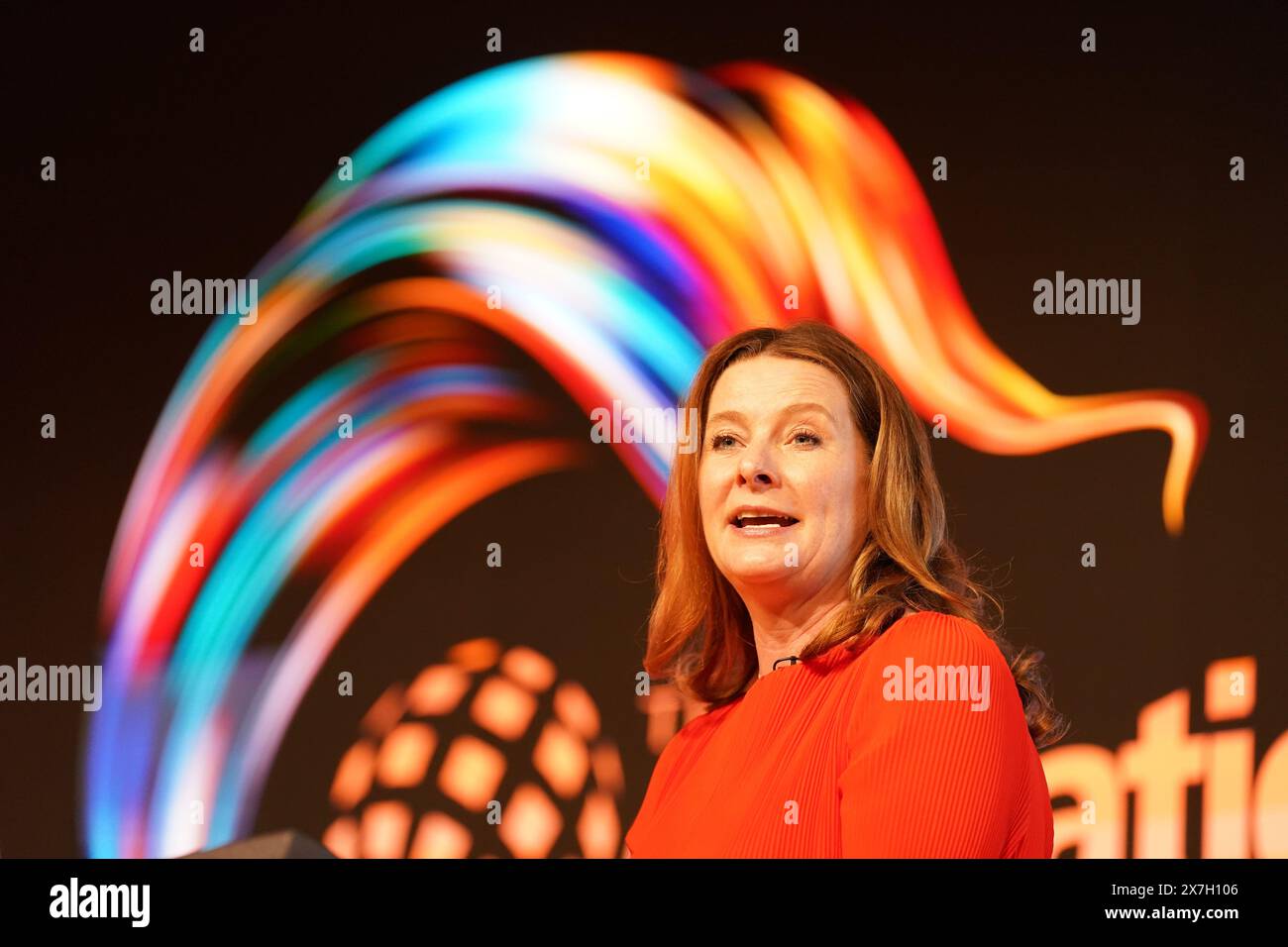 Bildungsministerin Gillian Keegan sprach auf dem Education World Forum im QEII Centre im Zentrum von London und kündigte die internationalen Bildungspläne Großbritanniens und eine neue KI-Initiative an. Bilddatum: Montag, 20. Mai 2024. Stockfoto