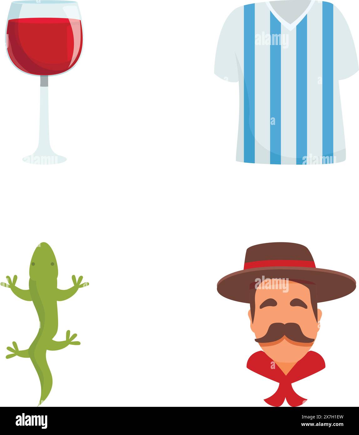 Argentinien Ikonen setzen Cartoon Vektor. Verschiedene Symbole von argentinien. Südamerikanisches Land Stock Vektor
