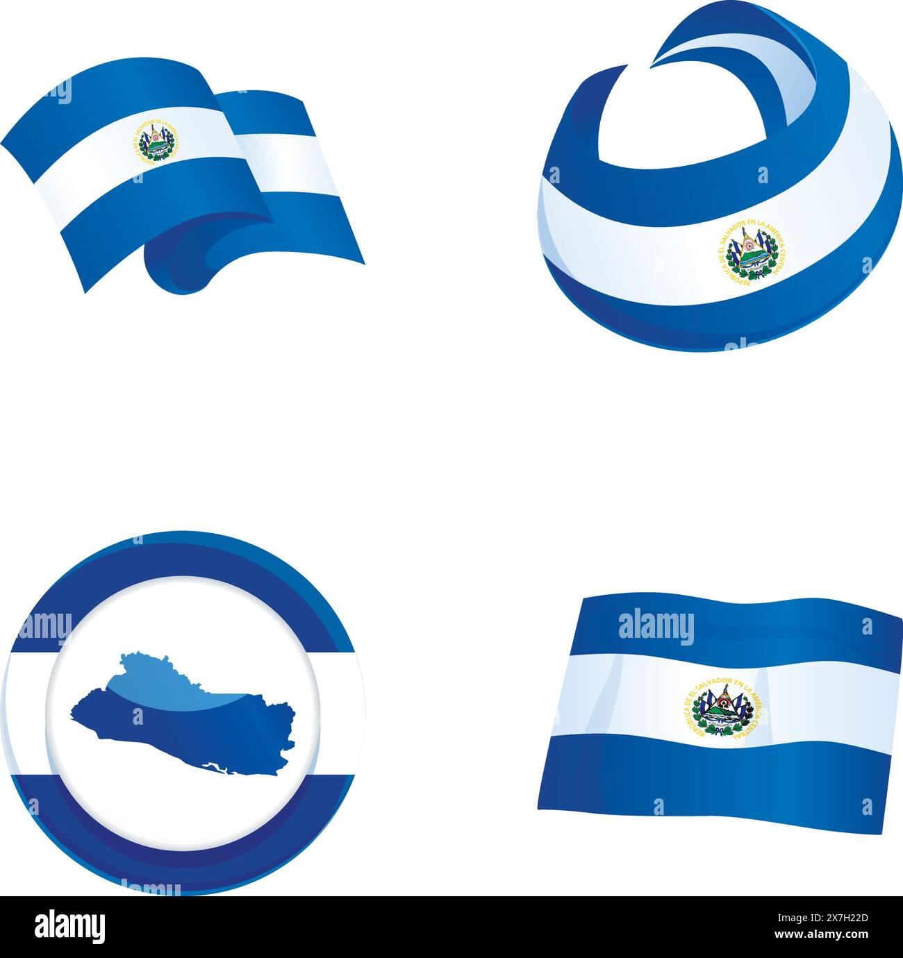 El salvador Ikonen setzen Cartoon Vektor. Flagge des Nationalstaats El salvador. zentralamerikanisches Land Stock Vektor