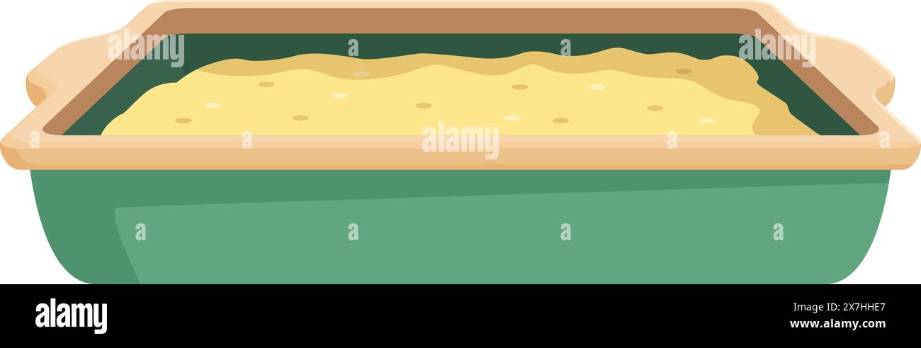 Vektor-Illustration eines köstlichen Auflaufs in einer grünen Auflaufform, perfekt für Rezeptgrafiken Stock Vektor