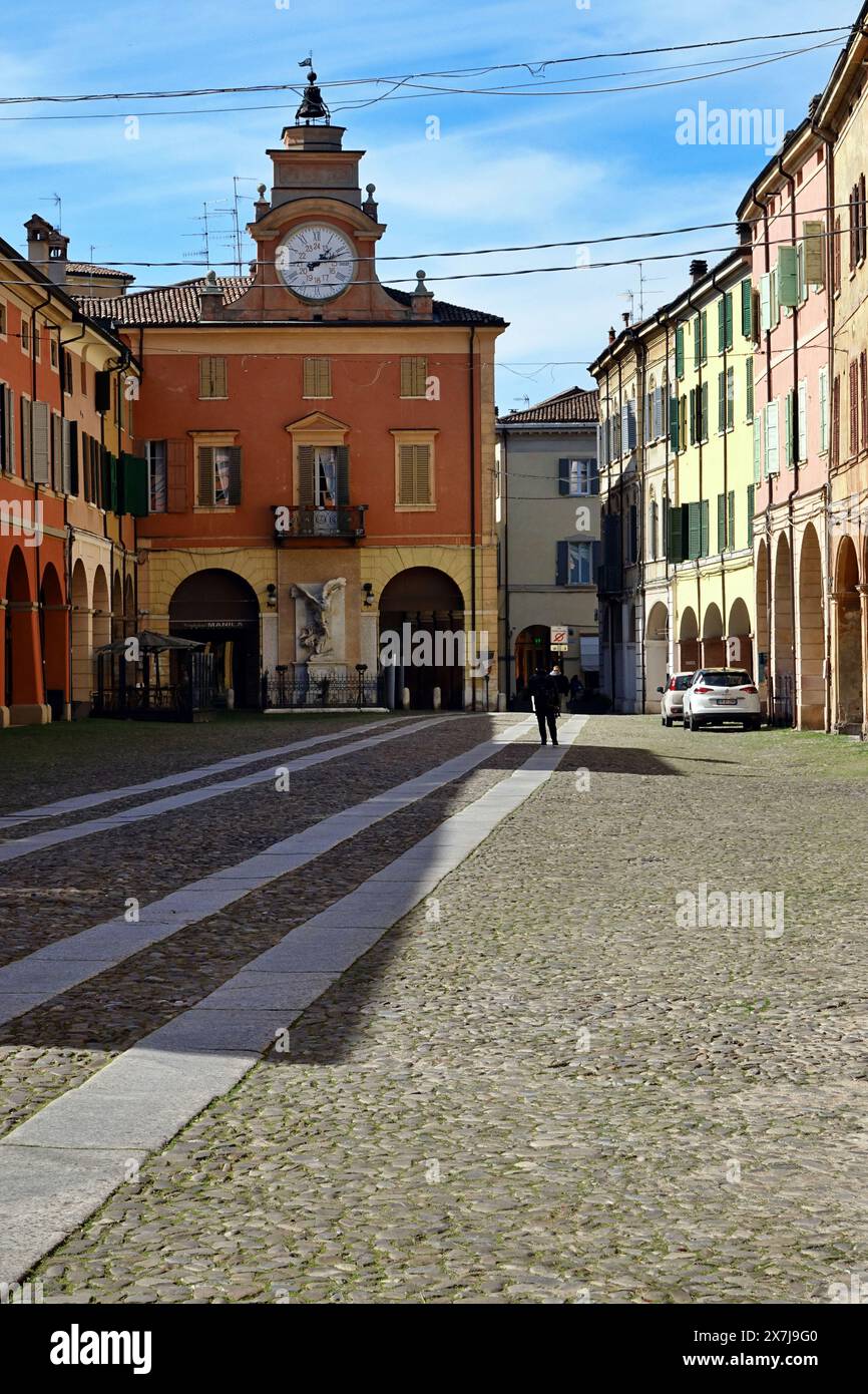 Bild des Stadtzentrums des Dorfes Correggio. Correggio, Reggio Emilia, Emilia Romagna, Italien Stockfoto