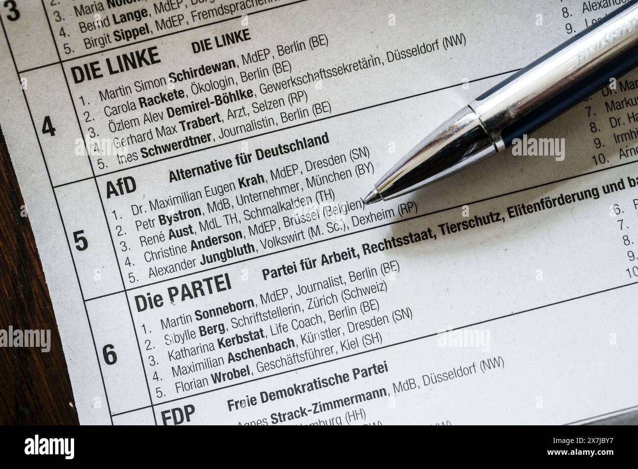 AFD, Kandidaten Maximilian Krah und Petr Bystron, Stimmzettel