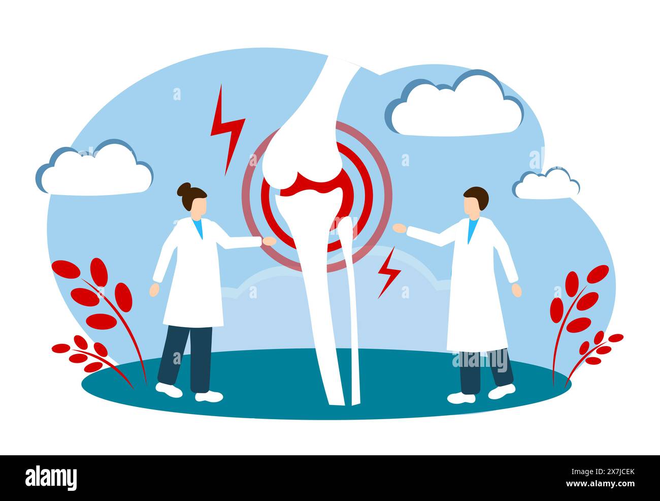 Schmerzen im Kniegelenk. Medizin. Menschliche Anatomie. Arthritis, Arthrose, Knieverletzung Stock Vektor