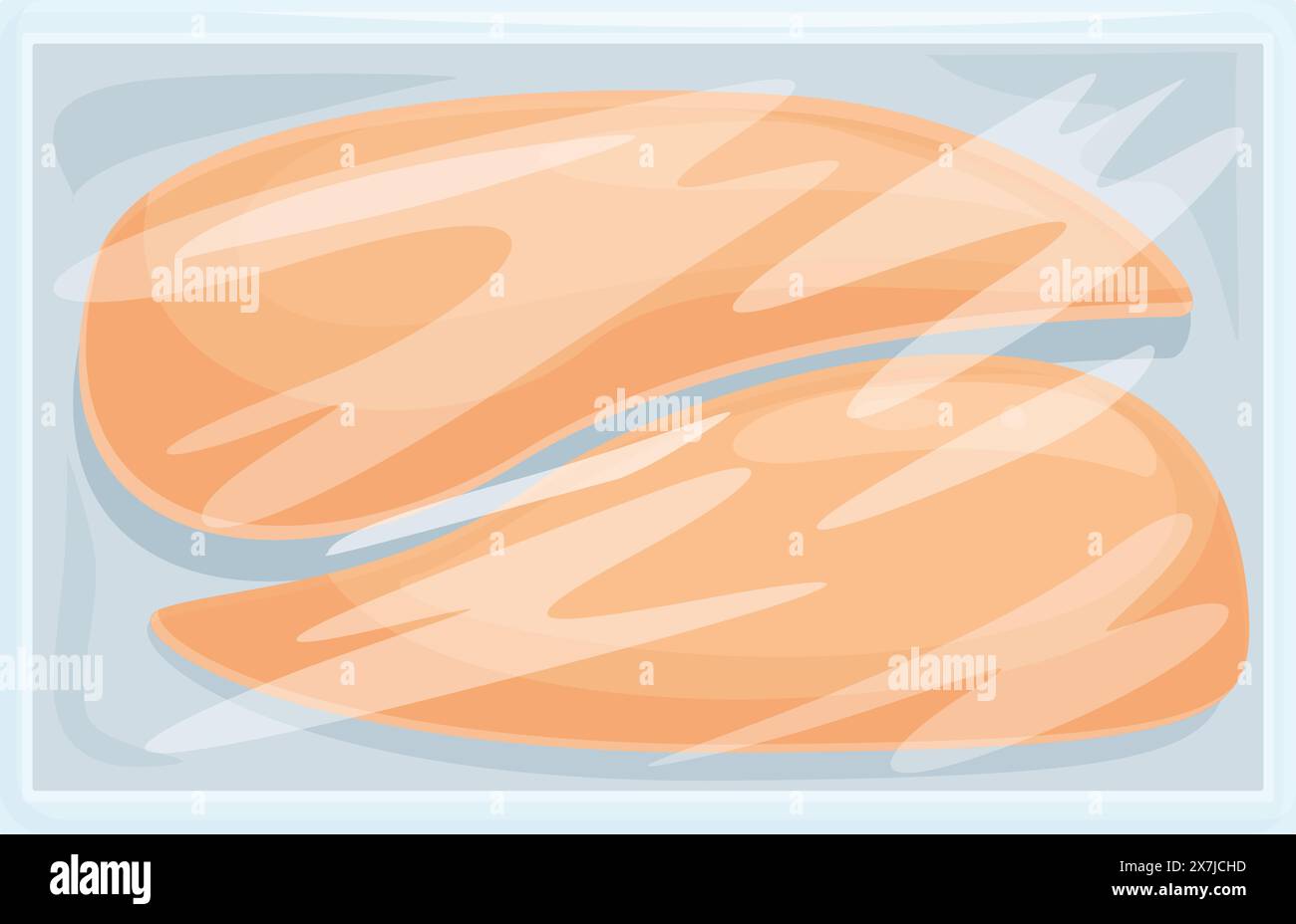 Vektorbild von zwei Lachsfilets, wunderschön auf einem Eisbett dargestellt Stock Vektor