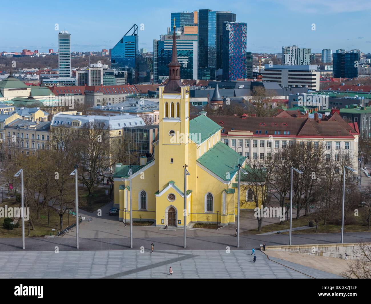 Aus der Vogelperspektive nach Tallinn, Estland Stockfoto
