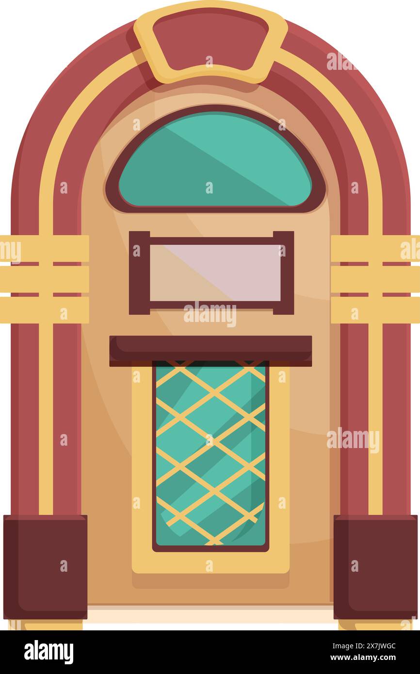 Bunte Vintage Jukebox Vektor Illustration mit Retro 1950s Musik Player, altmodische grafische Kunst und nostalgische amerikanische Stil Ikone Stock Vektor