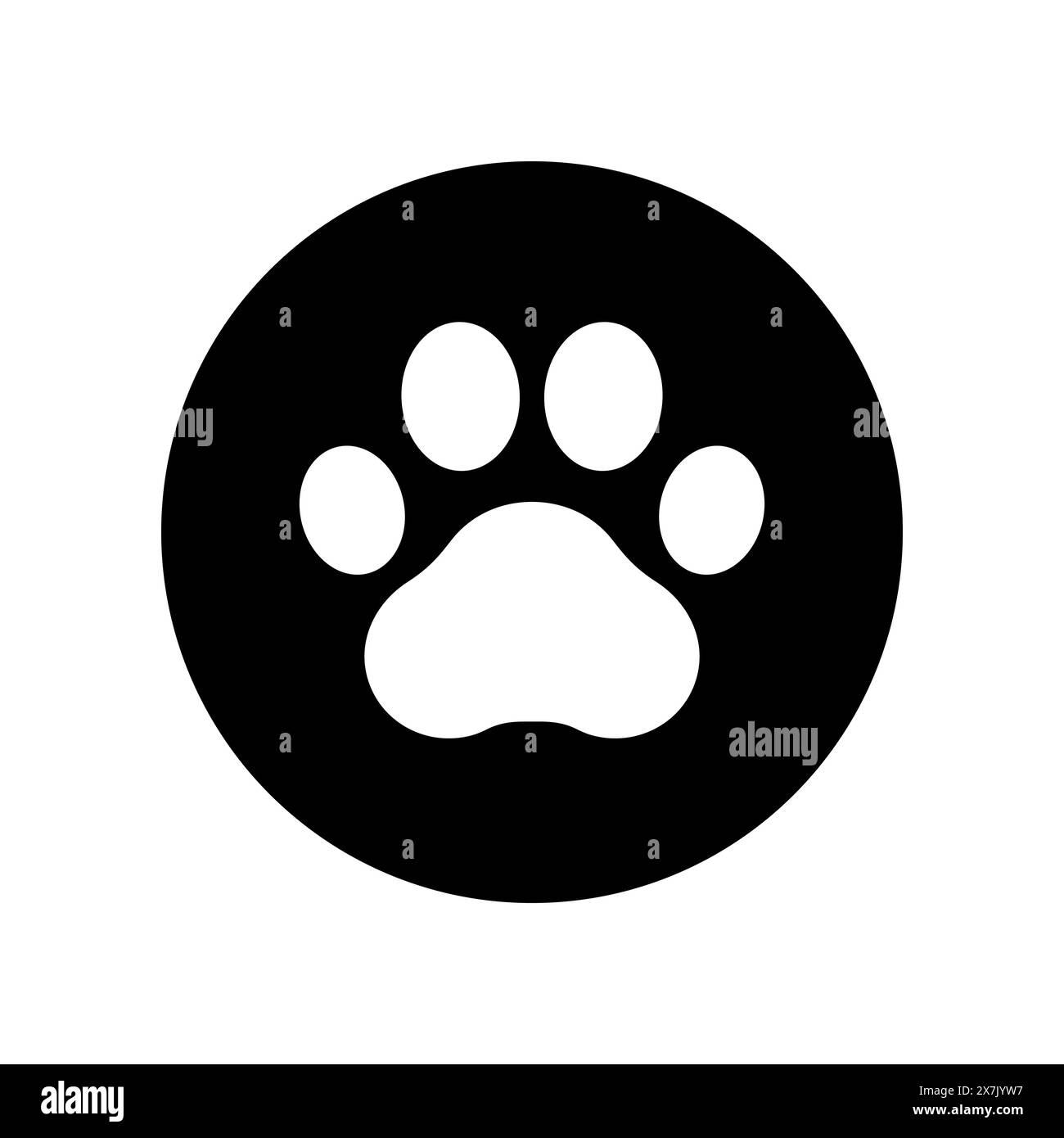 Fußabdruck Haustier. Pfoten drucken. Hund oder Katze Vektor, Symbol. Fußwelpe isoliert auf weißem Hintergrund. Schwarze Silhouette Pfote. Niedlich geformtes Pfotenmuster. Gehwege Stock Vektor