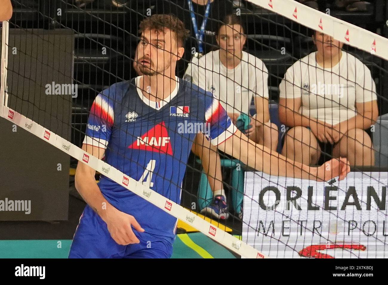 Jean Patry von Frankreich während des Internationalen Freundschaftsvolleyballspiels zwischen Frankreich und den Niederlanden am 18. Mai 2024 in der Co'Met Arena in Orléans, Frankreich - Foto Laurent Lairys / DPPI Stockfoto