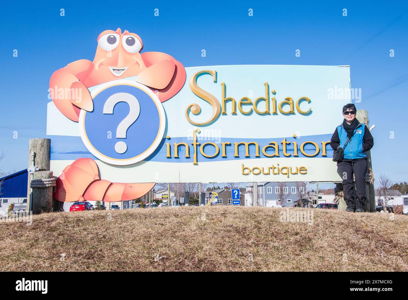 Shediac Informationsschild in New Brunswick, Kanada Stockfoto