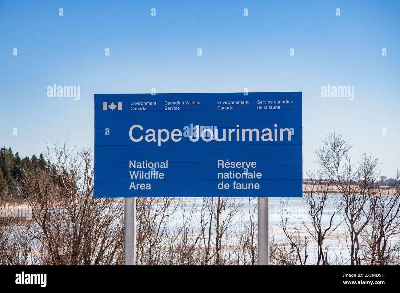 Schild für das National Wildlife Area in Cape Jourimain, New Brunswick, Kanada Stockfoto