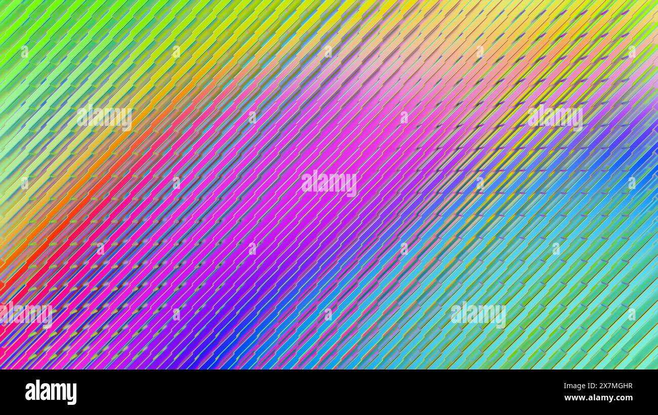 Abstrakter Hintergrund stilisierte schillernde, opaleszierende Holografie in Regenbogenfarben. Futuristisch-chromatisch-ästhetisches Y2K-Konzept Stockfoto