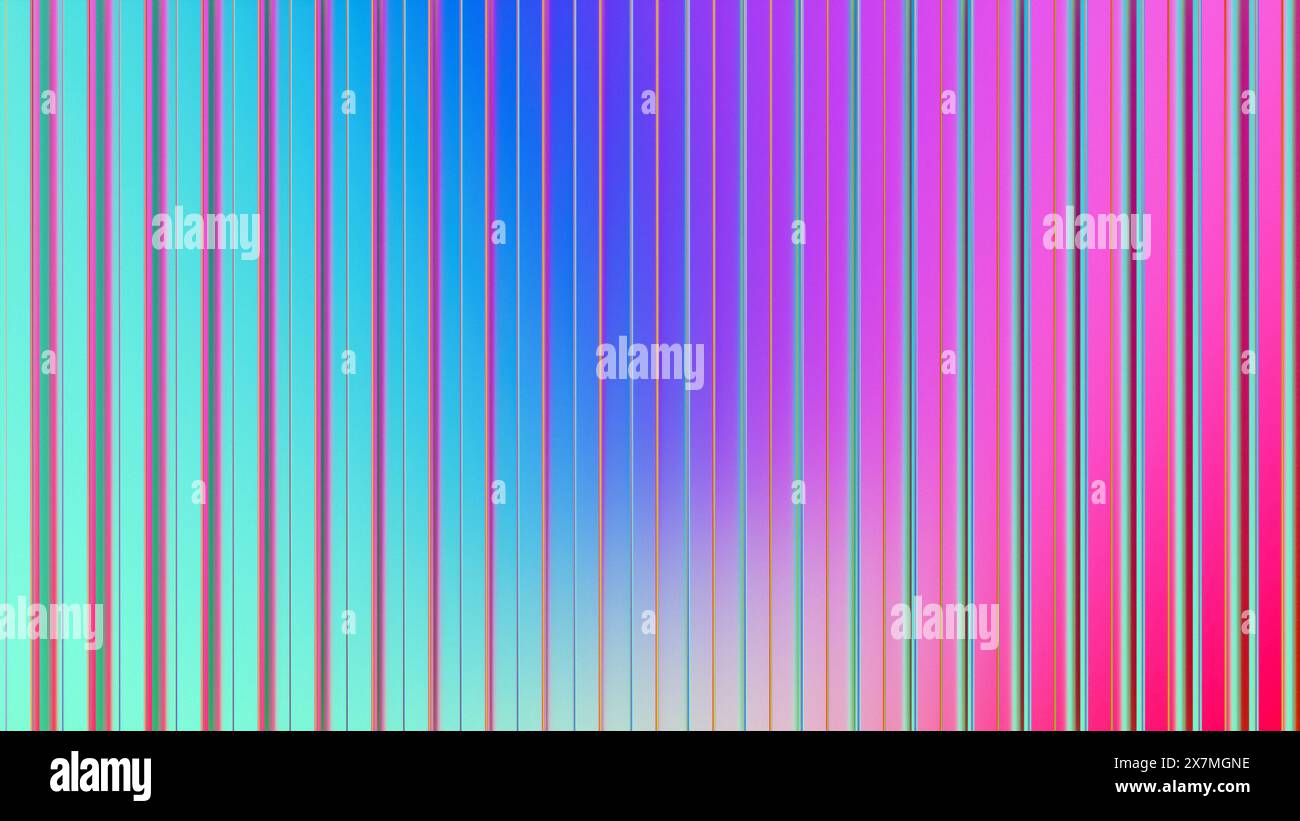 Vertikale Linien Muster Hintergrund stilisierte regenbogenschillernde opaleszierende Holografie. Futuristisch-chromatisch-ästhetisches Y2K-Konzept Stockfoto