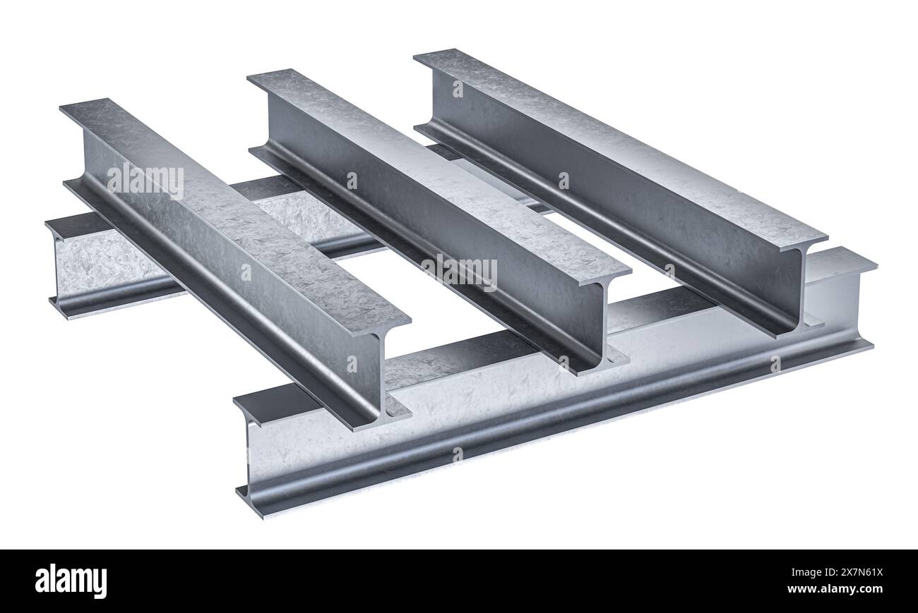 Metall-U-Kanäle-Strahl Industrie, Bau, isolierter weißer Hintergrund Stockfoto