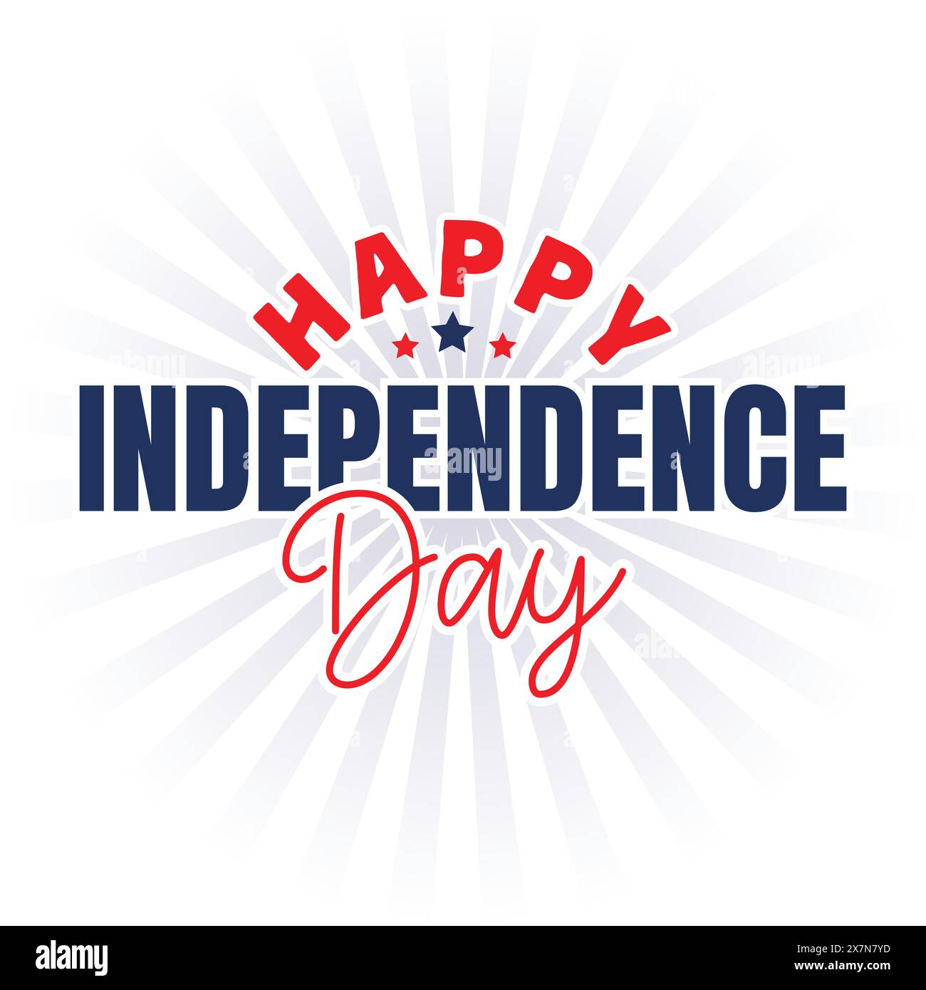 Happy Independence Day Typografie Template Design für Feiern 4. Juli. Amerika-Tagesplakat, Banner, Flyer. Text vom vierten Juli mit Rot und Blau Stock Vektor