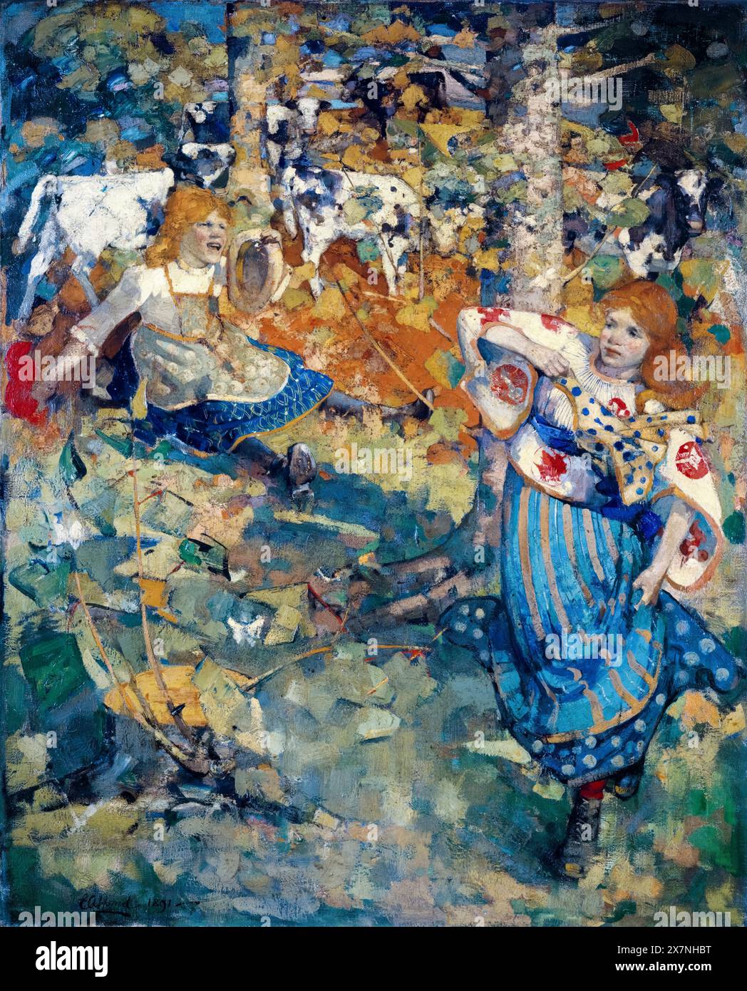 Edward Atkinson Hornel Gemälde, Sommer, Öl auf Leinwand, 1891 Stockfoto