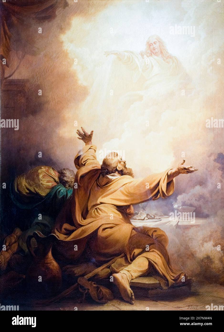 Philip James de Loutherbourg, Christus erscheint den Jüngern in Emmaus, Gemälde in Öl auf Leinwand, 1797 Stockfoto