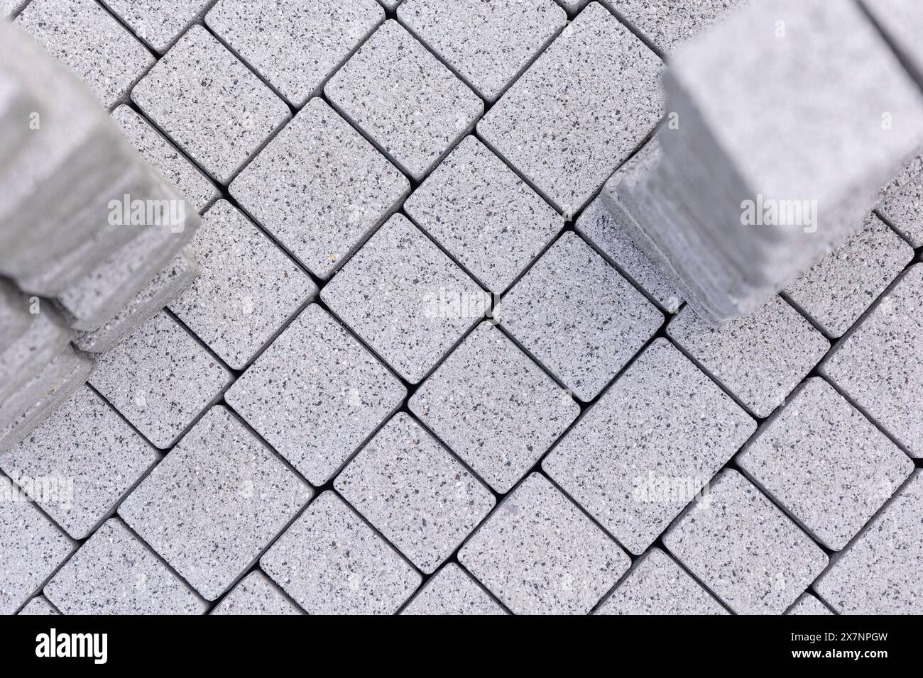 Detail zum Bau eines neuen, intergrierenden Pflasterbaus, Industriekonzept Stockfoto