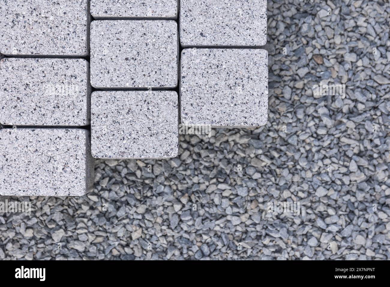 Detail zum Bau eines neuen, intergrierenden Pflasterbaus, Industriekonzept Stockfoto