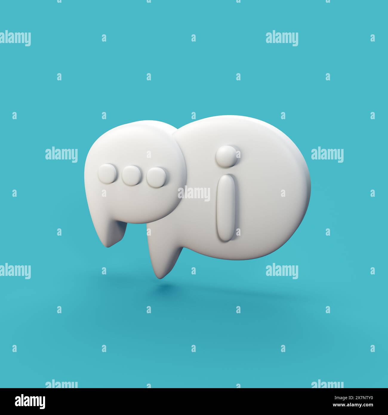 Chat-Bubble-Informationen – stilisiertes 3D-CGI-Symbolobjekt, nicht Gen Ai Stockfoto