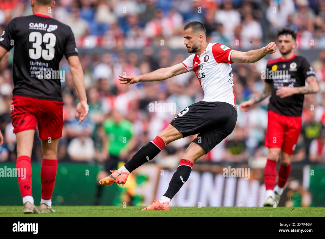 Rotterdam - David Hancko aus Feyenoord während des Eredivisie-Spiels zwischen Feyenoord und Excelsior am 19. Mai 2024 im Stadion Feijenoord de Kuip in Rotterdam, Niederlande. (Box to Box Pictures/Tom Bode) Stockfoto