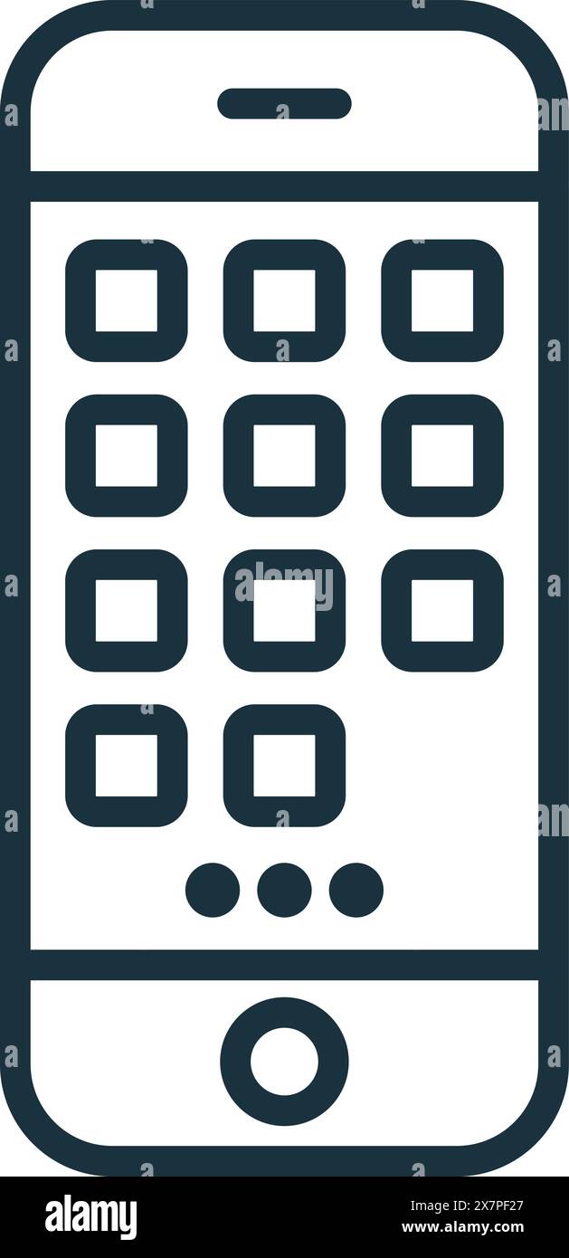 Symbol für mobile App. Einfaches Monochrom-Symbol für mobiles Marketing und Werbung für Vorlagen, Webdesign und Infografiken Stock Vektor