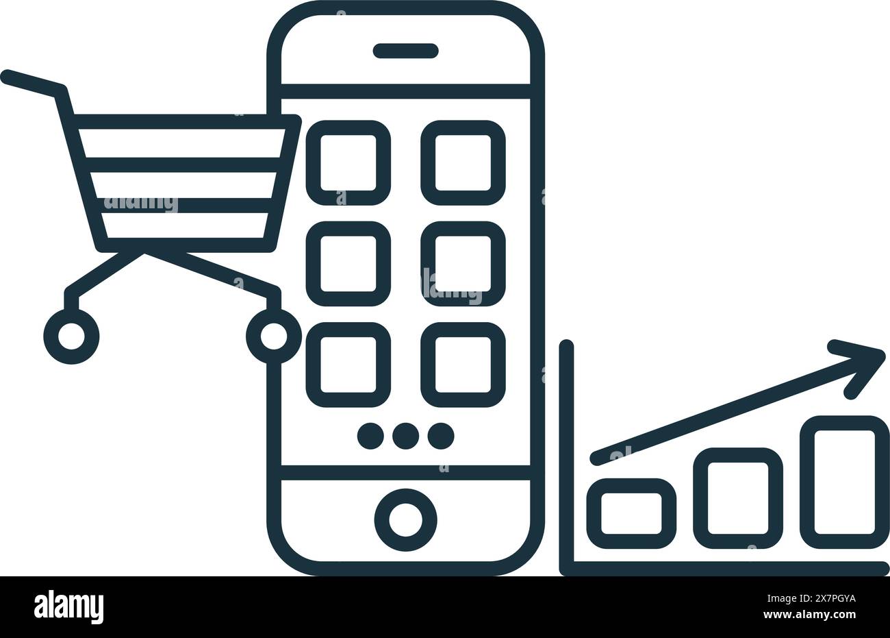 Symbol für Optimierung des Mobile App Store. Einfaches Monochrom-Symbol für mobiles Marketing und Werbung für Vorlagen, Webdesign und Infografiken Stock Vektor