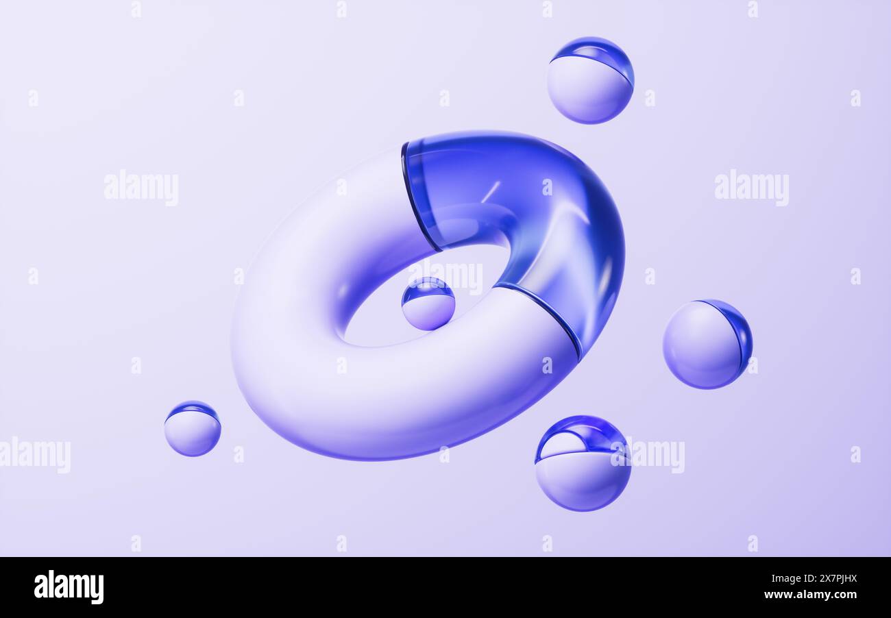 Abstrakte Torusform Glasgeometrie, 3D-Rendering. 3D-Abbildung. Stockfoto