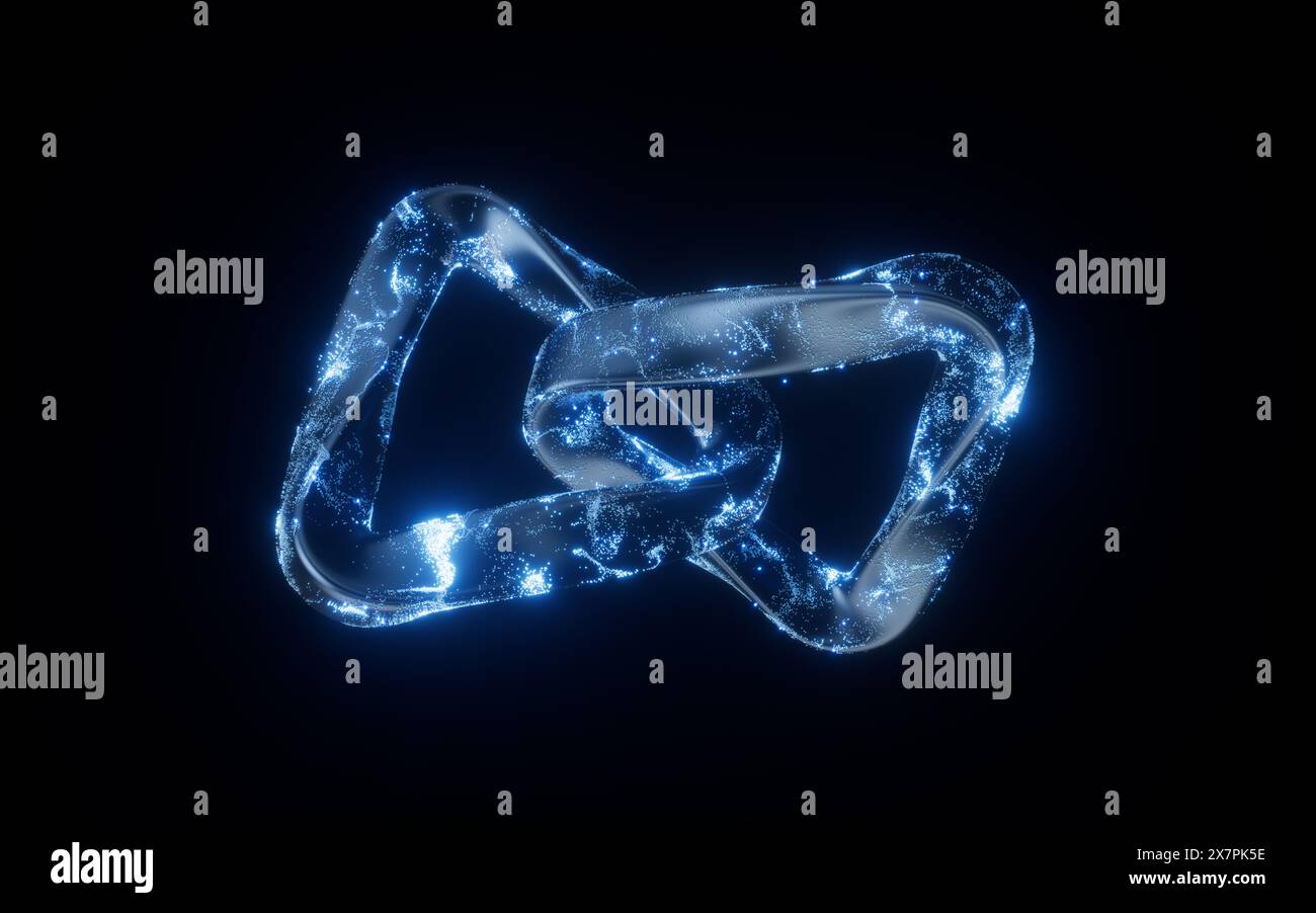 Abstrakte Kurvengeometrie mit fließenden Partikeln, 3D-Rendering. 3D-Abbildung. Stockfoto