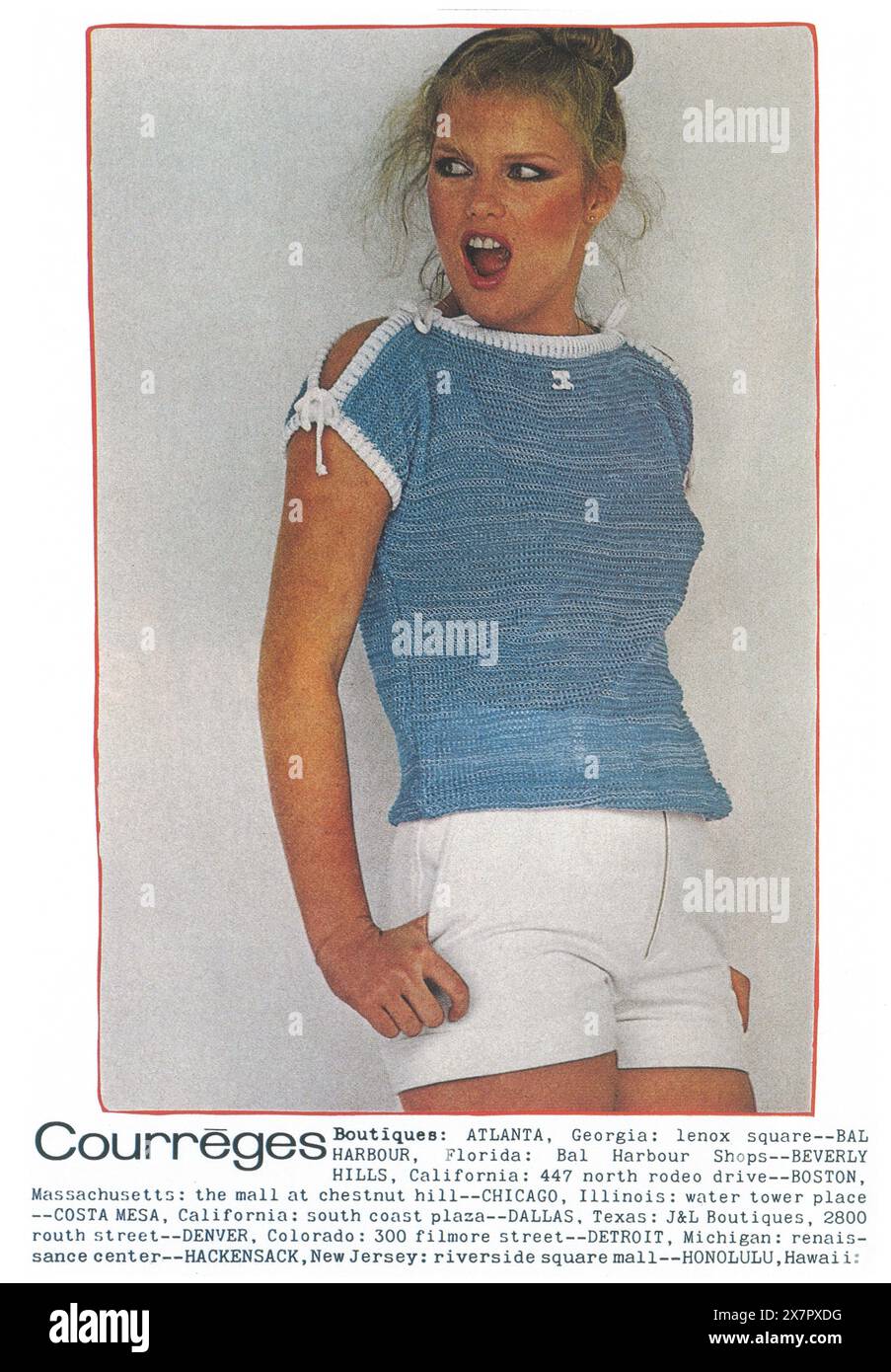 1978 Boutiquen in Courrèges mit Patti Hansen von Albert Watson Stockfoto