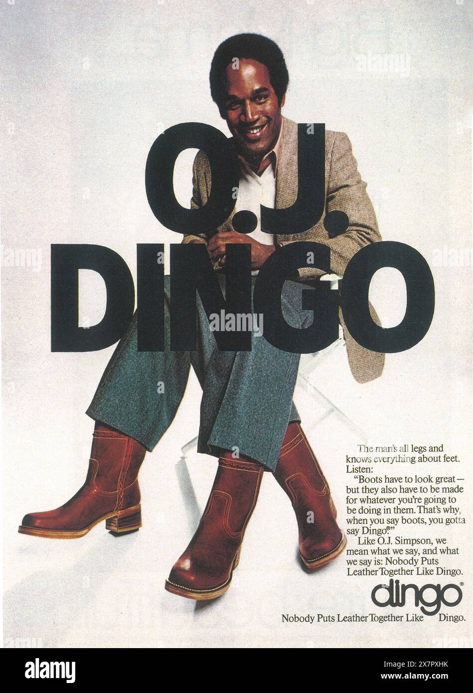 1978 Dingo Boot Ad mit OJ Simpson Stockfoto