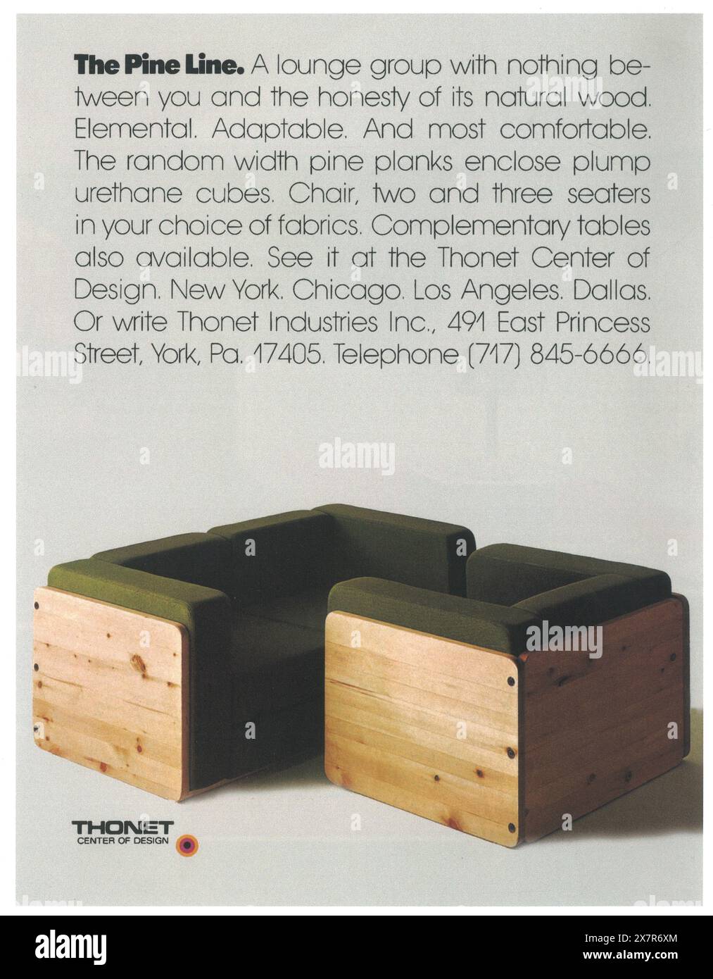 1973 Thonet Furniture Werbespot - Pine Line Sitzer Stuhl Stockfoto