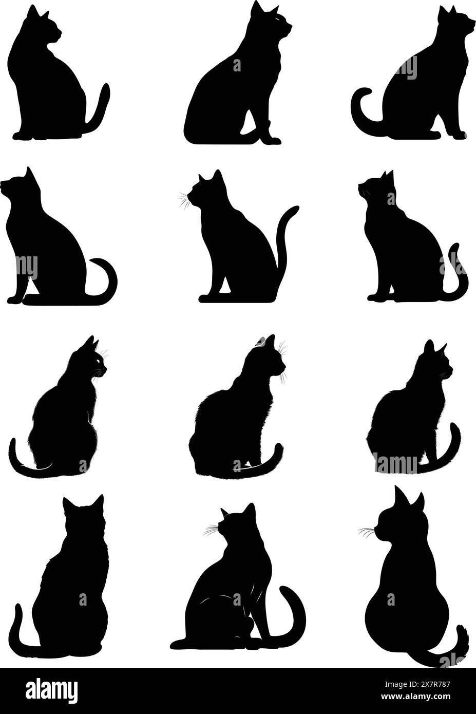 Cat Bundle, Cat Clipart, Cat Silhouette, Vector Cat Stock Vektor