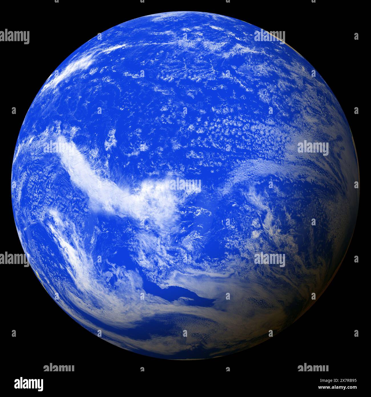 Ansicht der Erde aus dem Weltraum mit Pitcairn-Inseln in der Mitte des Bildes. Stockfoto