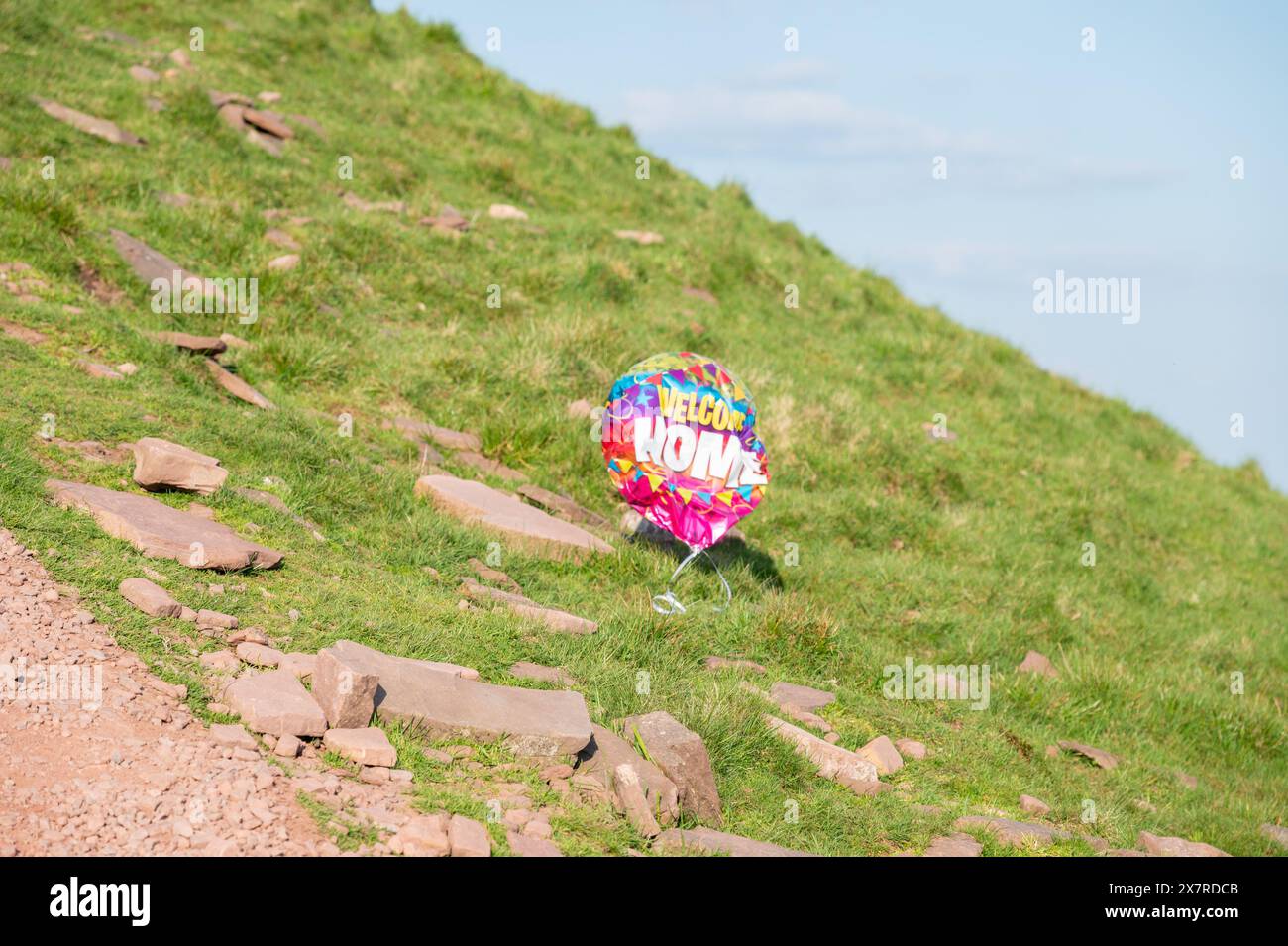 Escape Welcome Home Ballon, Gipfel des Pen y Fan Stockfoto