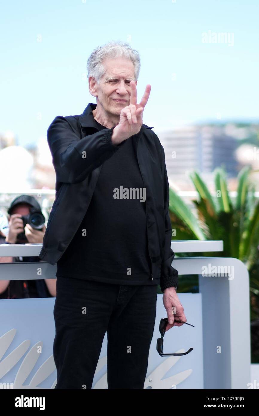 Cannes, Frankreich. Mai 2024. David Cronenberg posiert auf dem Photocall für die Grabtucher während des 77. Festivals von Cannes. Foto von Julie Edwards./Alamy Live News Stockfoto