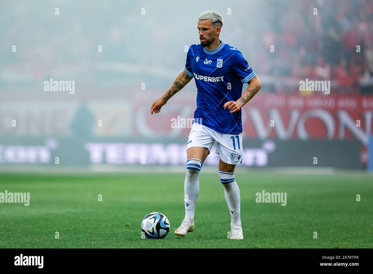 Kristoffer Velde aus Lech wurde während des Polnischen PKO Ekstraklasa League-Spiels zwischen Widzew Lodz und Lech Poznan im Widzew Lodz Municipal Stadium gesehen. Endergebnis: Widzew Lodz 1:1 Lech Poznan. Stockfoto