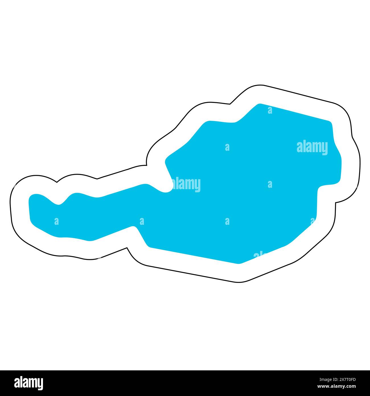 Silhouette des Landes Österreich. Detaillierte Karte. Blauer Vektoraufkleber mit weißer Kontur auf weißem Hintergrund. Stock Vektor
