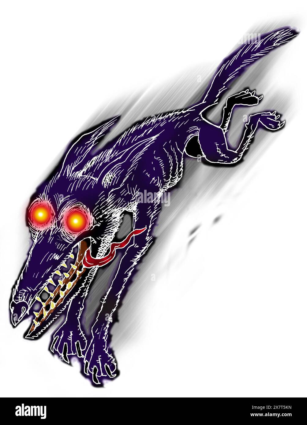 Kunst: Black Shuck, Old Shuck, Old Shock, Shuck, ein gespenstischer schwarzer Hund, der angeblich durch die Landschaft von East Anglia, Norfolk, Cambridge & Essex streift Stockfoto