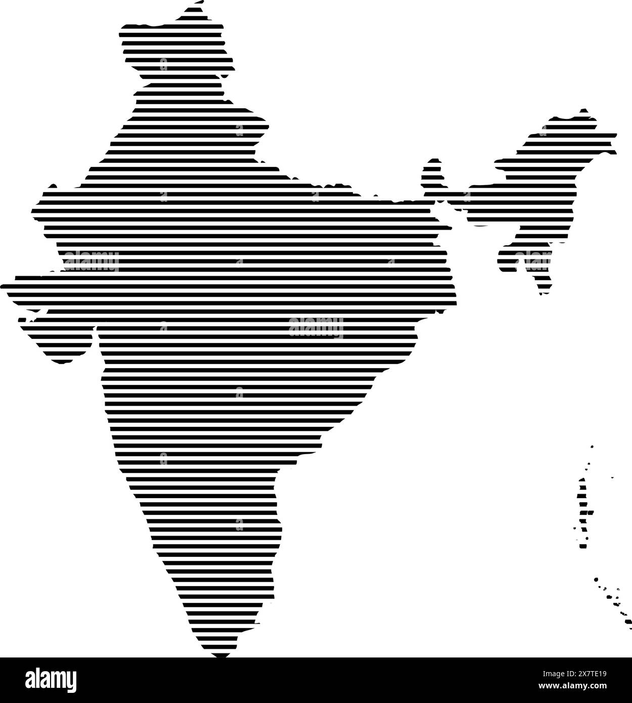 Indien Karte Silhouette gestreifte Muster Karte Vektor Illustration Stock Vektor
