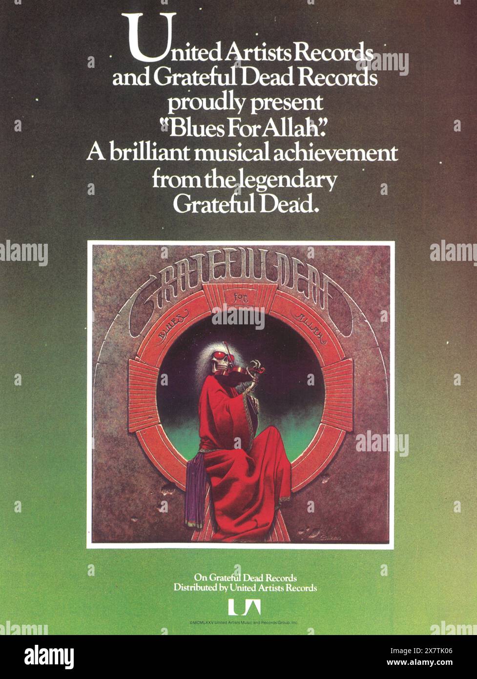 1975 Grateful Dead - Blues for Allah Album Promo-Poster Stockfoto