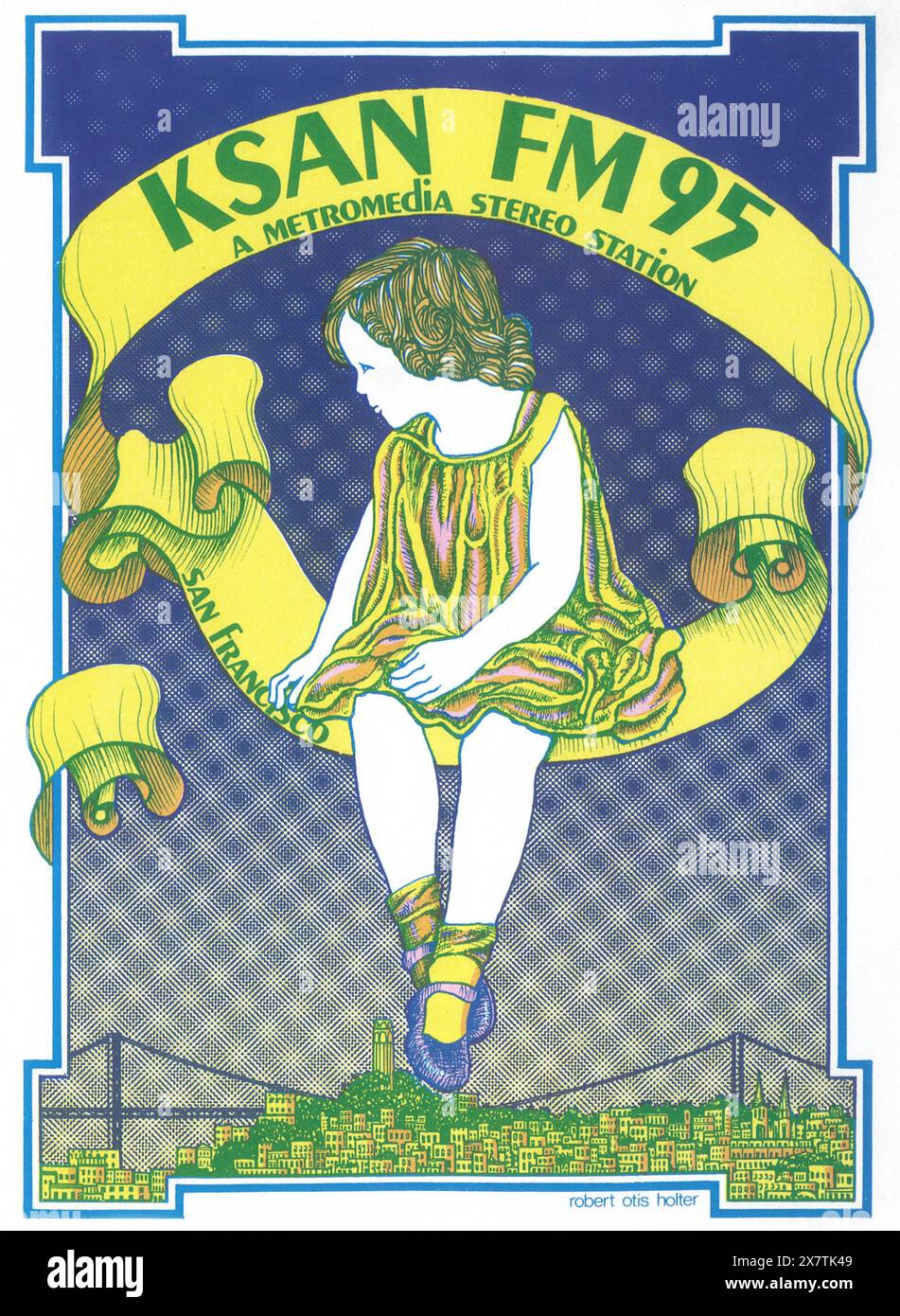 1975 KSAN RADIOSENDER AD - FM 95 SAN FRANCISCO FM Stockfoto
